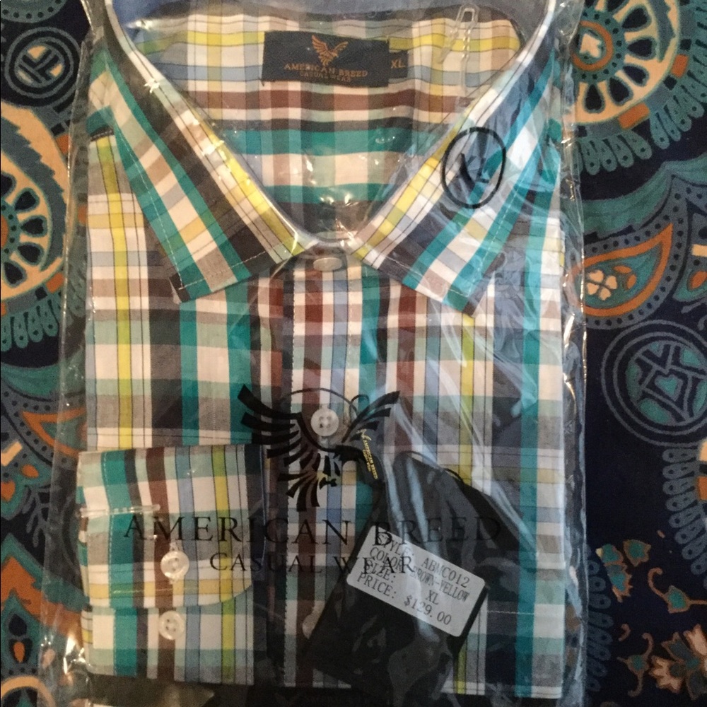 American Breed plaid button up XL NWT slim fit